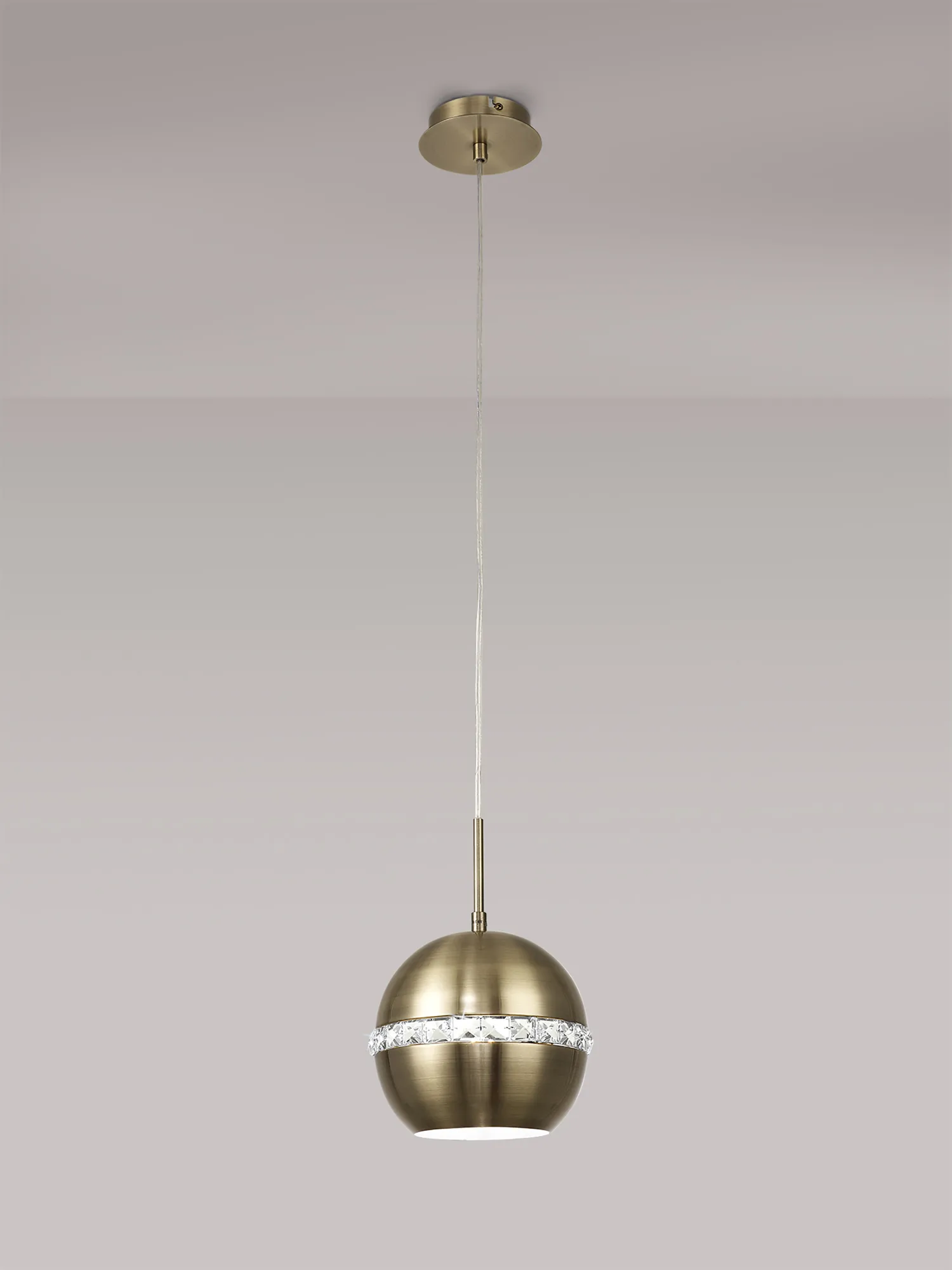 IL32840  Andrea Crystal Pendant 1 Light Antique Brass